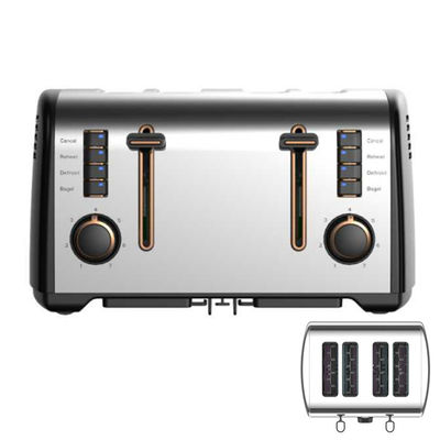 Anbolife XXL 4 plasterki toster logo elektryczne przenośny toster chleb komercyjny Toaster ze stali nierdzewnej z 7 ustawieniami odcieni