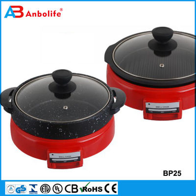Anbo wielofunkcyjny okrągły elektryczny piec do pizzy z ceramiczną powłoką elektryczny grill grill / elektryczny grill / grill z pokrywą