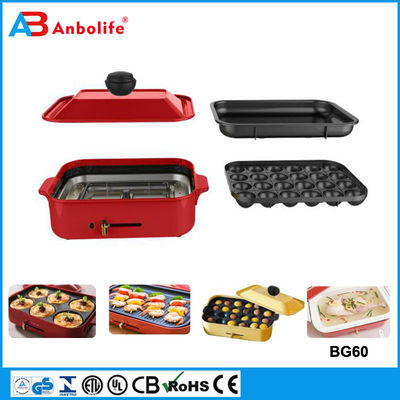 Anbo wielofunkcyjny okrągły elektryczny piec do pizzy z ceramiczną powłoką elektryczny grill grill / elektryczny grill / grill z pokrywą