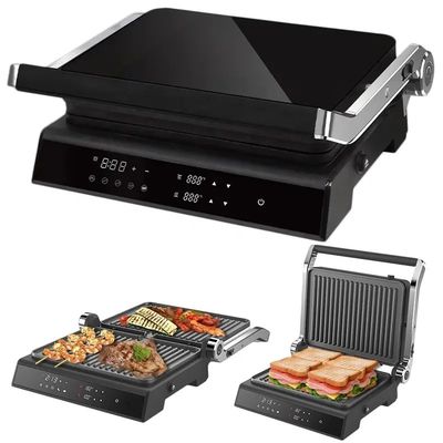 2200W grill elektryczny Panini Maker regulowana temperatura Sandwich Press Toaster Otwiera 180 stopni Grill kontaktowy ze stali nierdzewnej