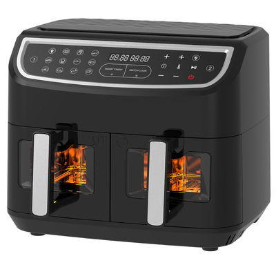 Bezolejowa podwójna strefa Air Fryer 9L Duża dla rodziny z 2 szufladami 10 ustawień wstępnych 2400W niskotłuszczowy