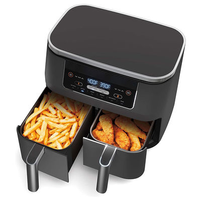 Mała Kuchnia Elektryczny Dom 8L cyfrowy Fryer powietrzny 1700W Gotowiec Stal nierdzewna Strefa podwójnej koszy