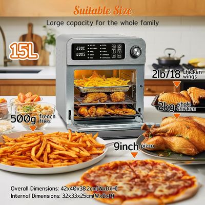 15L elektryczne frytki powietrzne z rotisserie dla rodziny 10 w 1 frytka powietrzna z stali nierdzewnej Grill