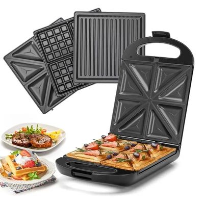 Nieprzylepna powłoka PTFE 2 plasterki Waffle Maker z odłączalnym kanapką i naleśnik