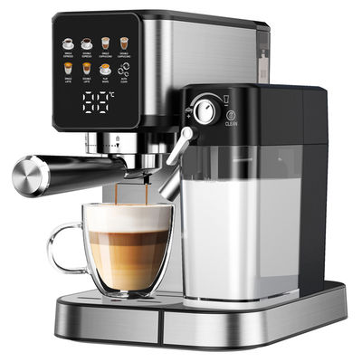 Maszyna do robienia kawy ze srebrnym espresso z ręczną pianką do mleka do latte cappuccino wbudowana w młyn