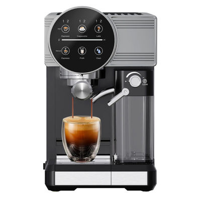 Maszyna do robienia kawy ze srebrnym espresso z ręczną pianką do mleka do latte cappuccino wbudowana w młyn