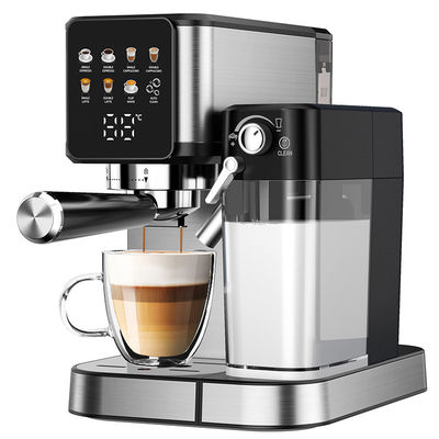 Maszyna do robienia kawy ze srebrnym espresso z ręczną pianką do mleka do latte cappuccino wbudowana w młyn