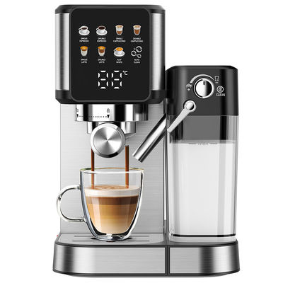 Maszyna do robienia kawy ze srebrnym espresso z ręczną pianką do mleka do latte cappuccino wbudowana w młyn