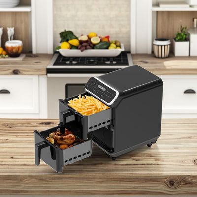 Podwójne ustawienie 12 kolorów 6+6l Elektryczny cyfrowy Fryer Sync Funkcja podwójnego gotowania z opcją typu pieca widocznego okna