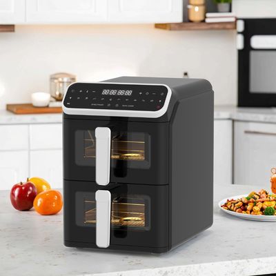 Podwójne ustawienie 12 kolorów 6+6l Elektryczny cyfrowy Fryer Sync Funkcja podwójnego gotowania z opcją typu pieca widocznego okna
