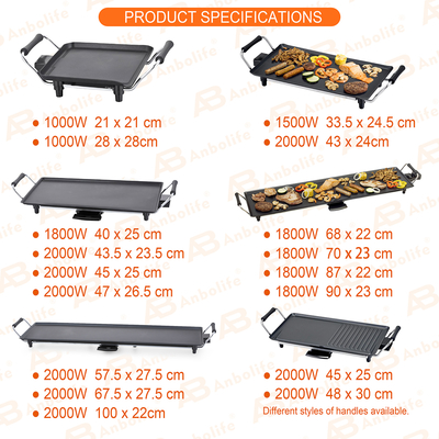 Anbolife 1800W elektryczny grill teppanyaki z powierzchnią nieprzylegającą