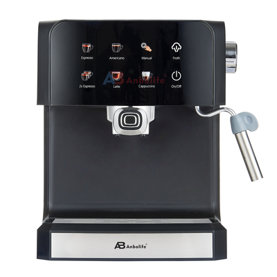 Anbo Cheap Wholesale Manual Control Expresso Coffee Machine 20 bar Wide Espresso Coffee Maker with Milk Frother for Home Office