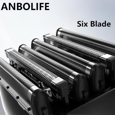 ANBOLIFE 6 Blade Electric Razor with Magnetic Suction and Lithium Battery 900mAh - IPX7 Wodoszczelna folia goliwa dla mężczyzn