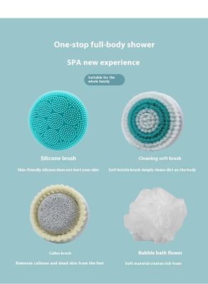 W pełni automatyczna, ładowalna elektryczna szczotka do kąpieli z długim silikonowym uchwytem do masażu ciała