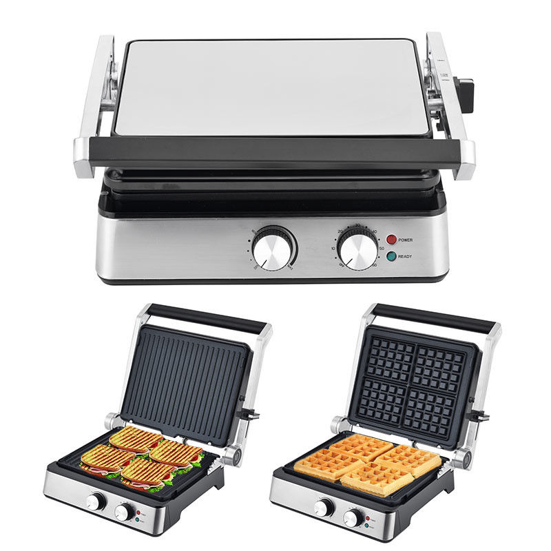 4 plasterki Grill elektryczny z odłączalnymi talerzami gofrówka Sandwich Panini Press Grill kontaktowy 2200W wymienne talerze