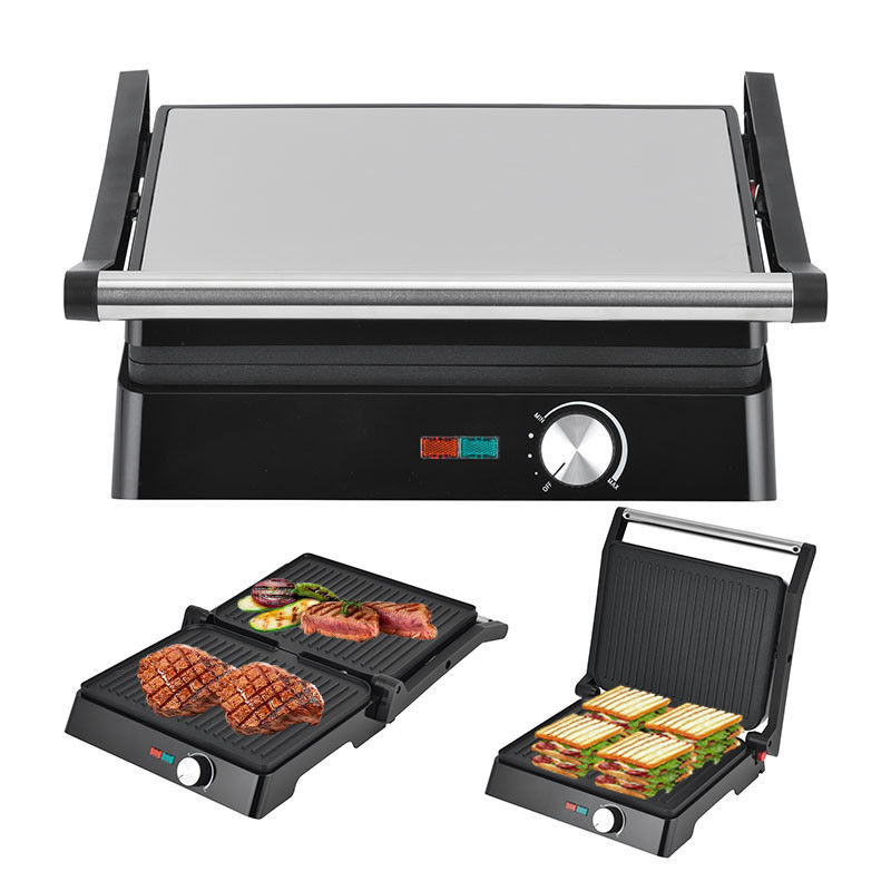 2200W grill elektryczny Panini Maker regulowana temperatura Sandwich Press Toaster Otwiera 180 stopni Grill kontaktowy ze stali nierdzewnej