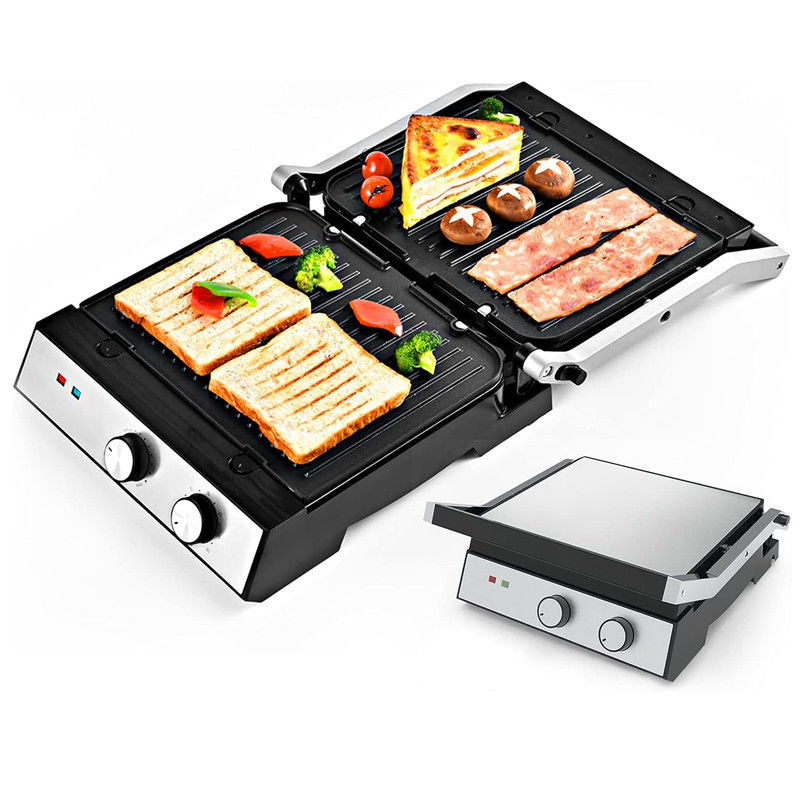 4 plasterki w grillach w pomieszczeniach Panini Electric Press Grill z kontrolą temperatury i czasu