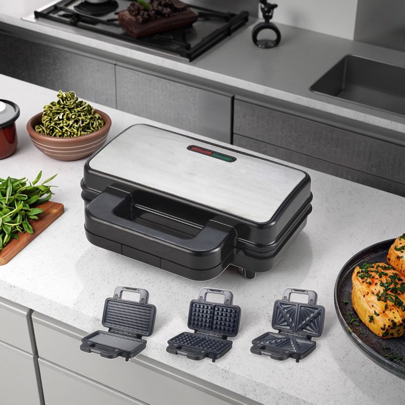 2-Slice Deep Fill Waffle Sandwich Maker Rozdzielny Grill BBQ Nieprzylepna powłoka do kuchni Gotowanie Grillów elektrycznych Griddles