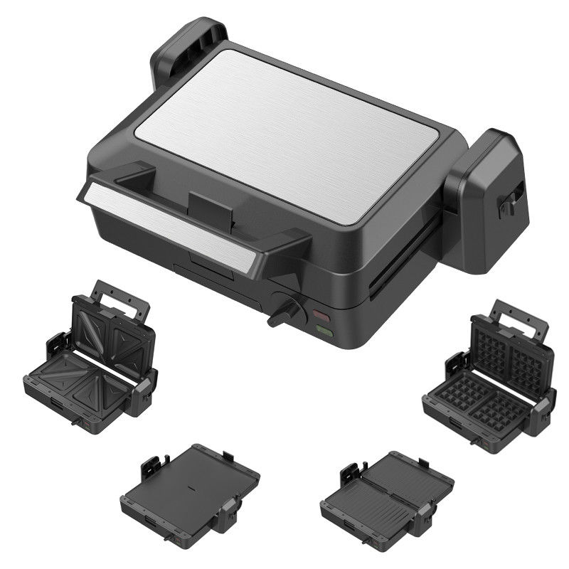 1200W Odłączalny grill kontaktowy 3 talerze 105 180 stopni Otwarta temperatura regulowana Gniazdo elektryczne PTFE Non-Stick dla domowego grilla