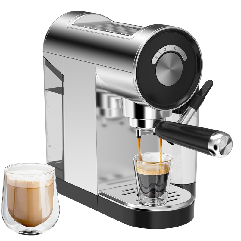 Abbolife Powerful 20Bar Electric Espresso Cappuccino Latte Coffee Maker Stainless Steel Manual for Hotel & Household Use